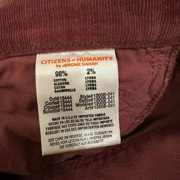 CITIZENS OF HUMANITY Avedon Low Rise Skinny Red Corduroy Jeans in Maroon - Picture 10 of 14